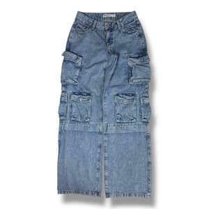Garage Blue Wide Leg Cargo Jeans